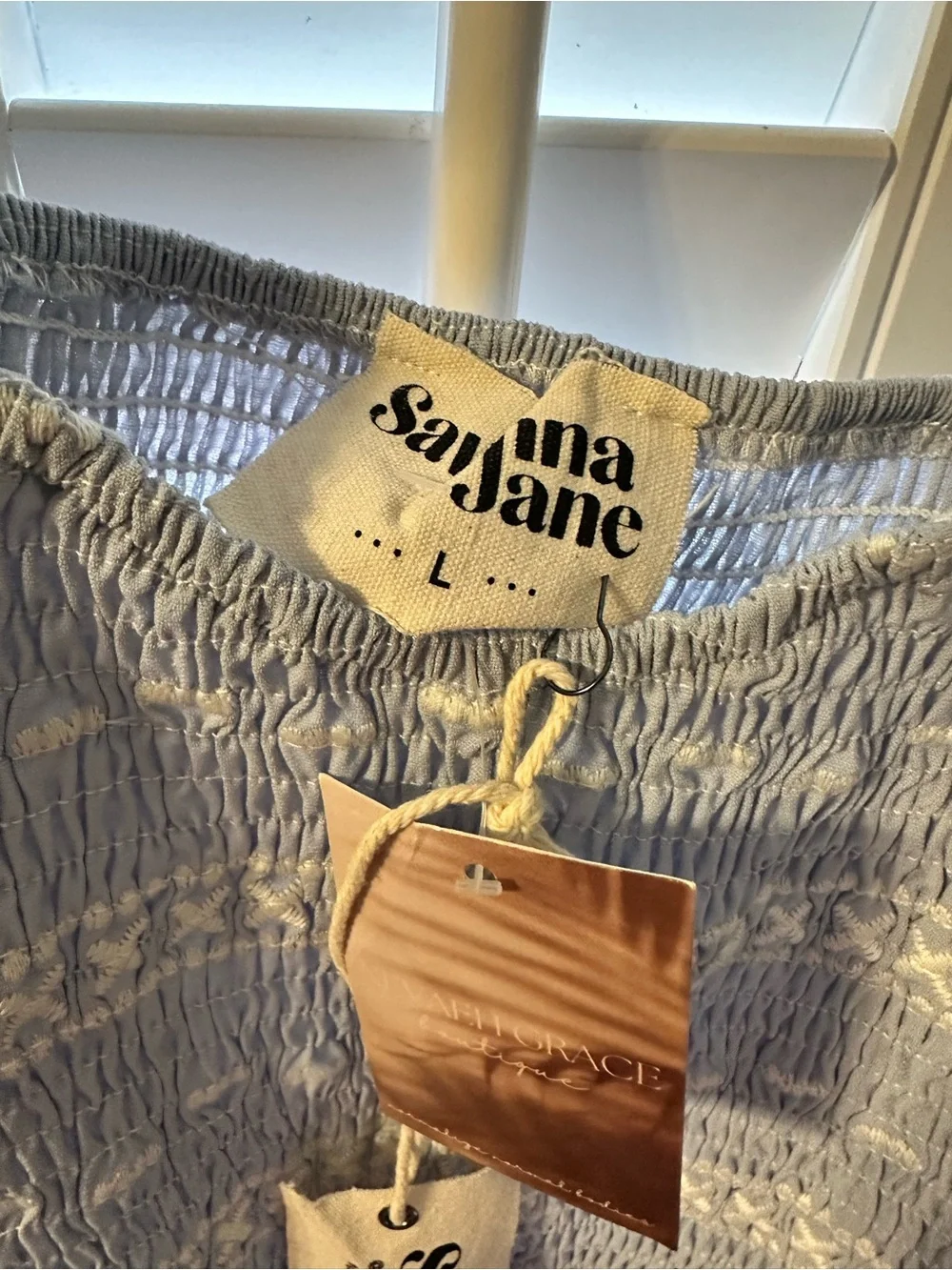 Savanna Jane Light Blue Smocked Ruffle Strap Crop Top - Picture 2 of 2